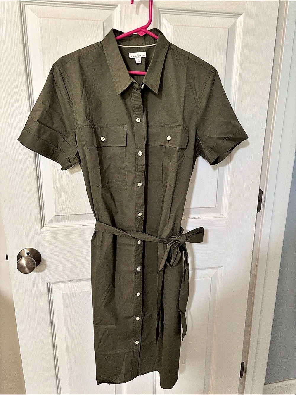 Bean Signature Cotton Shirt Dress in Green XL  NWOT